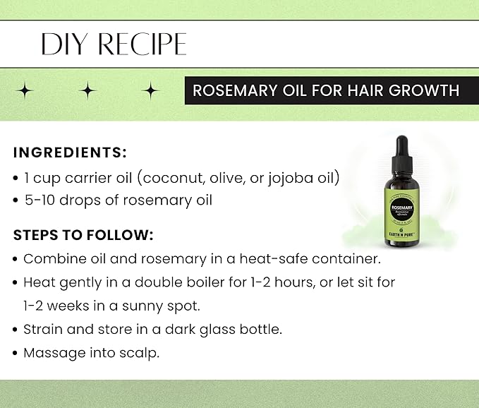 Earth N Pure Rosemary Essential Oil for Hair Growth, Natural & Therapeutic Grade with Glass Dropper