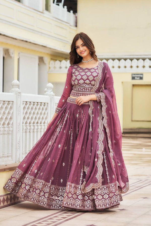 Aastha Dusty Rosepure Rangoli Fox Georgette with Gown Fabric Heavy 7mm Sequence Work