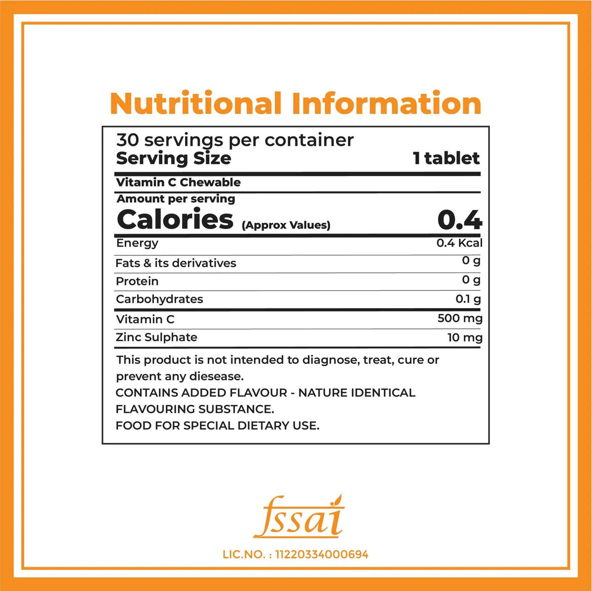 Boldfit Vitamin C 500mg Chewable Tablets (Tangy Orange Flavor)