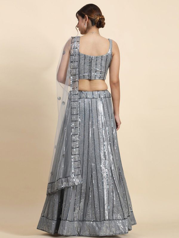 Aastha fashion off grey Lehenga Choli with silk net blouse fabric