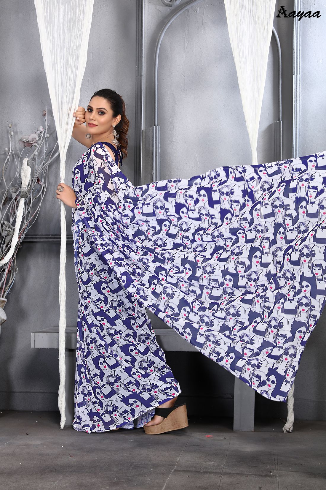 Aastha Navy blue Faux Georgette Digital Print work