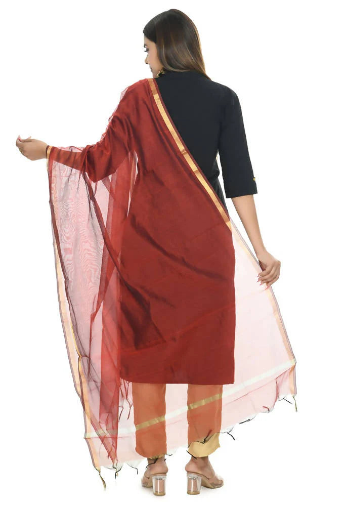 Mominos Fashion Maroon Banarsi Piping Dupatta