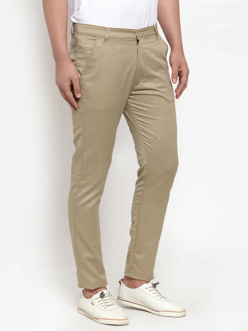 Jainish Men Beige Slim Fit Formal Trousers ( FGP 253Beigexxx )