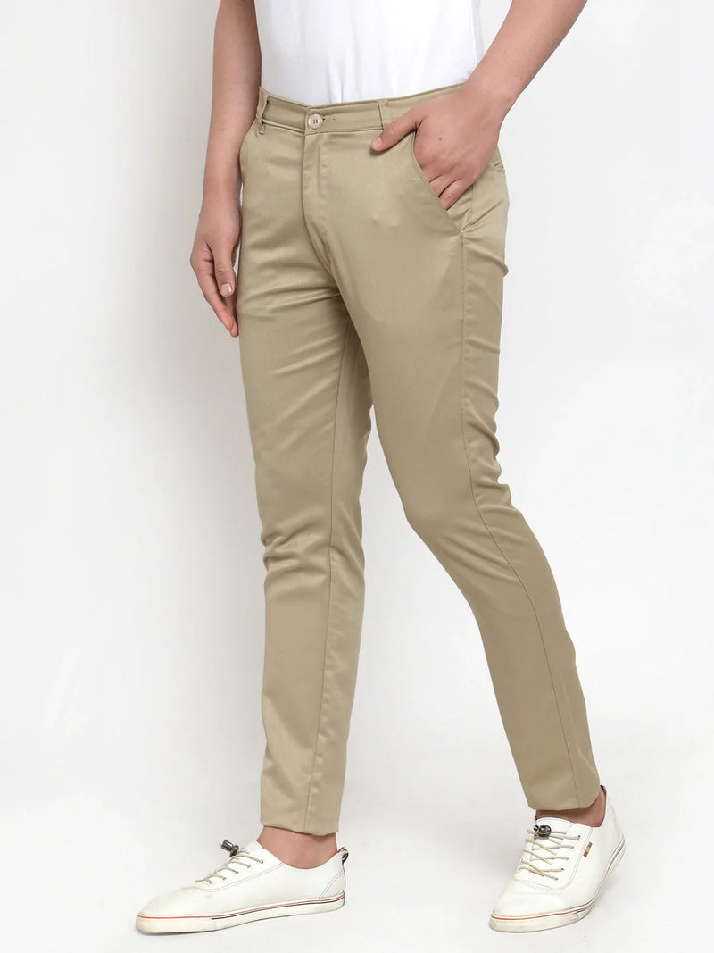 Jainish Men Beige Slim Fit Formal Trousers ( FGP 253Beigexxx )