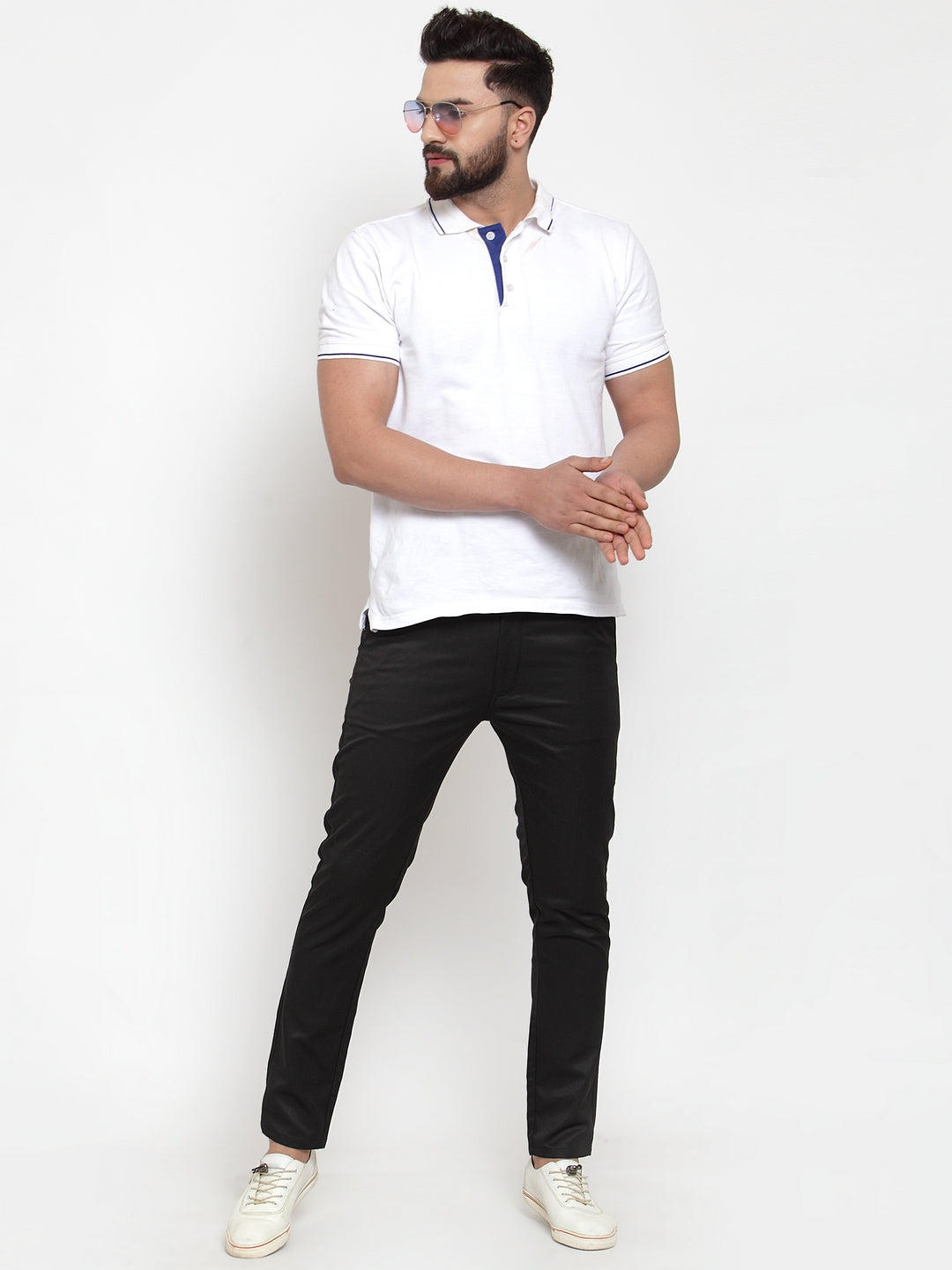 Indian Needle Men's Black Solid Formal Trousers