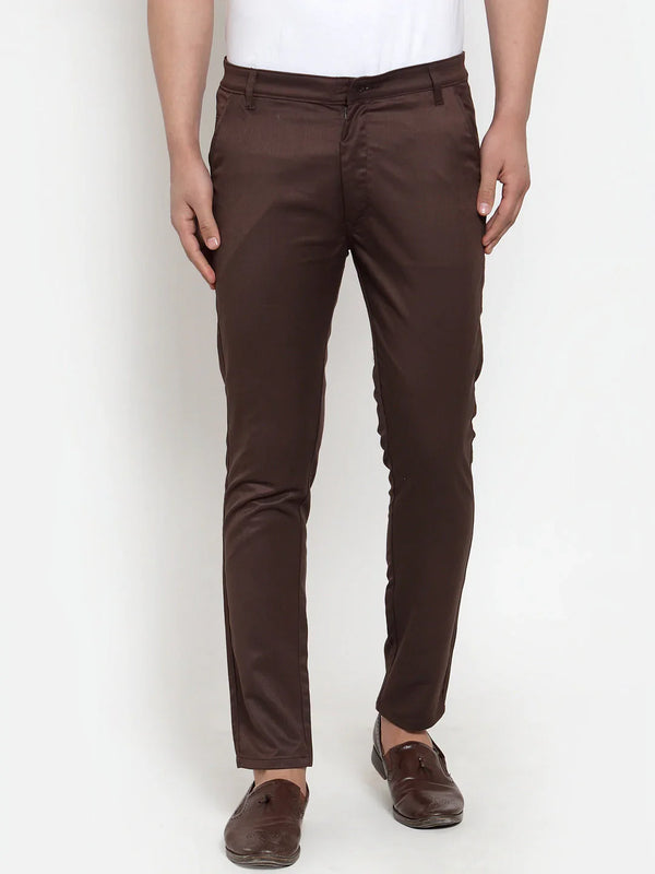 Jainish Men's Brown Solid Formal Trousers ( FGP 253Coffee )