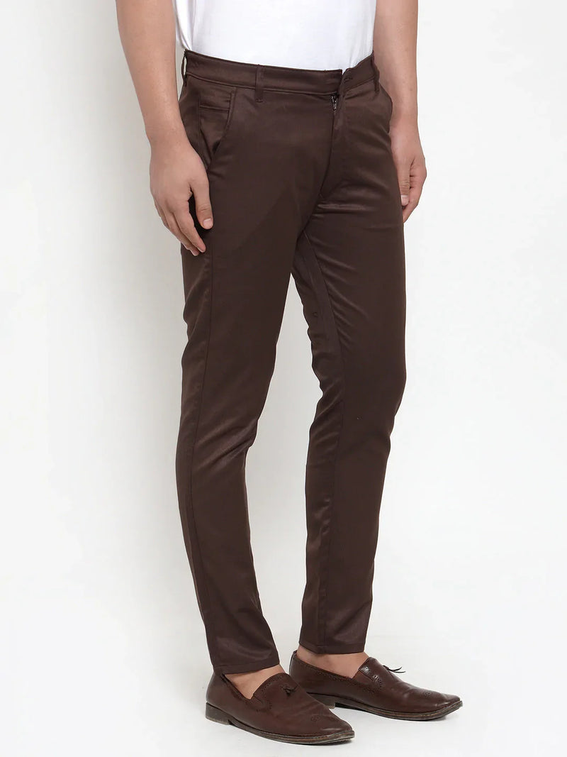 Jainish Men's Brown Solid Formal Trousers ( FGP 253Coffee )