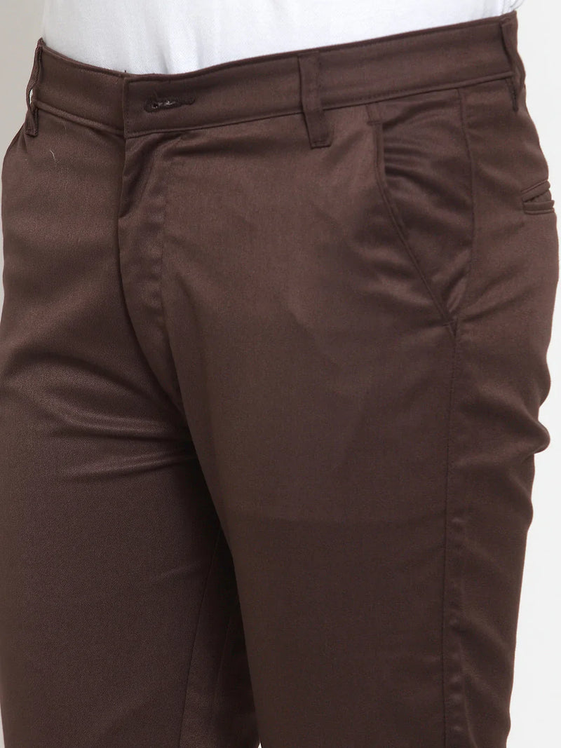 Jainish Men's Brown Solid Formal Trousers ( FGP 253Coffee )