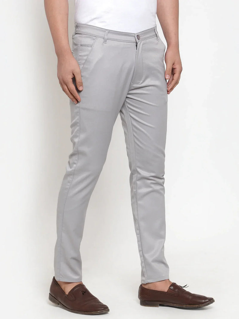 Jainish Men's Grey Solid Formal Trousers ( FGP 253Light-Grey )