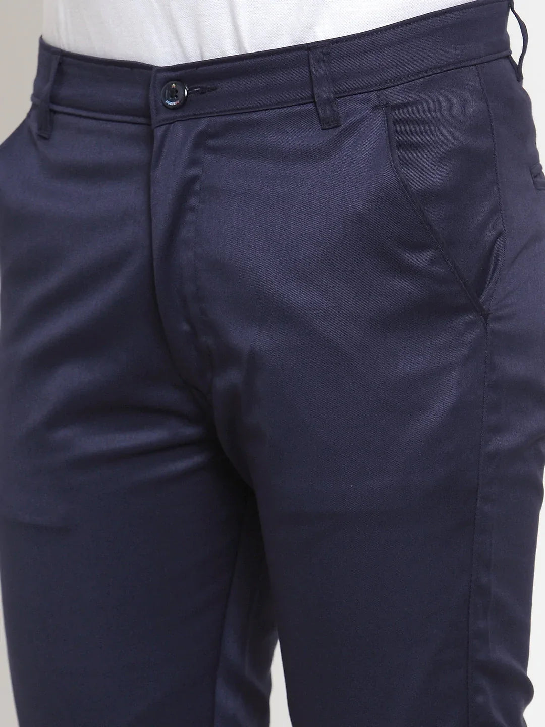 Jainish Men's Navy Solid Formal Trousers ( FGP 253Navy )