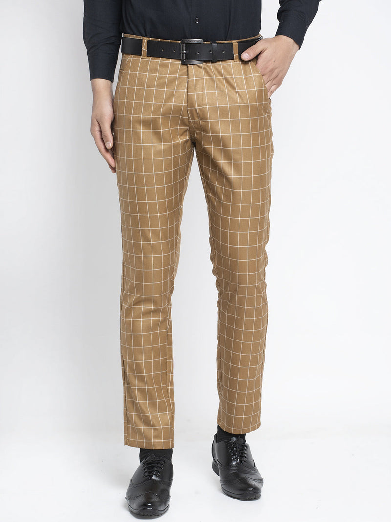 Indian Needle Men's Brown Formal Trousers