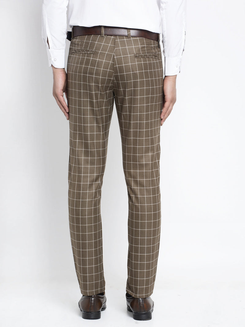 Indian Needle Men's Brown Formal Trousers