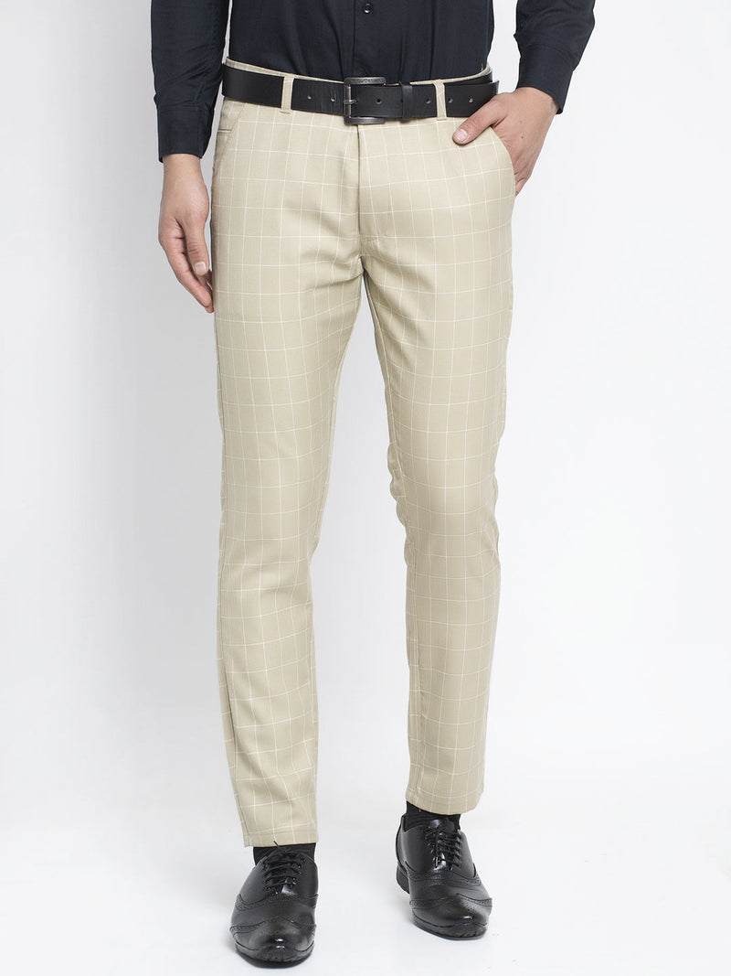 Indian Needle Men's Cream Formal Trousers