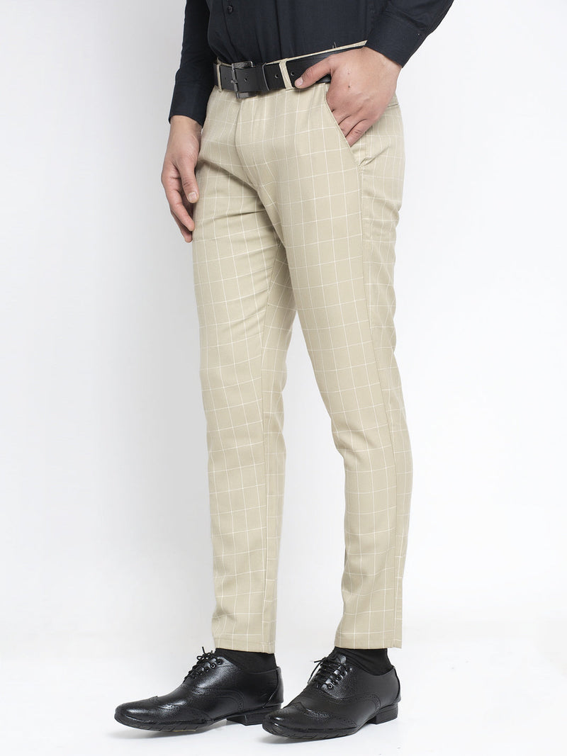 Indian Needle Men's Cream Formal Trousers