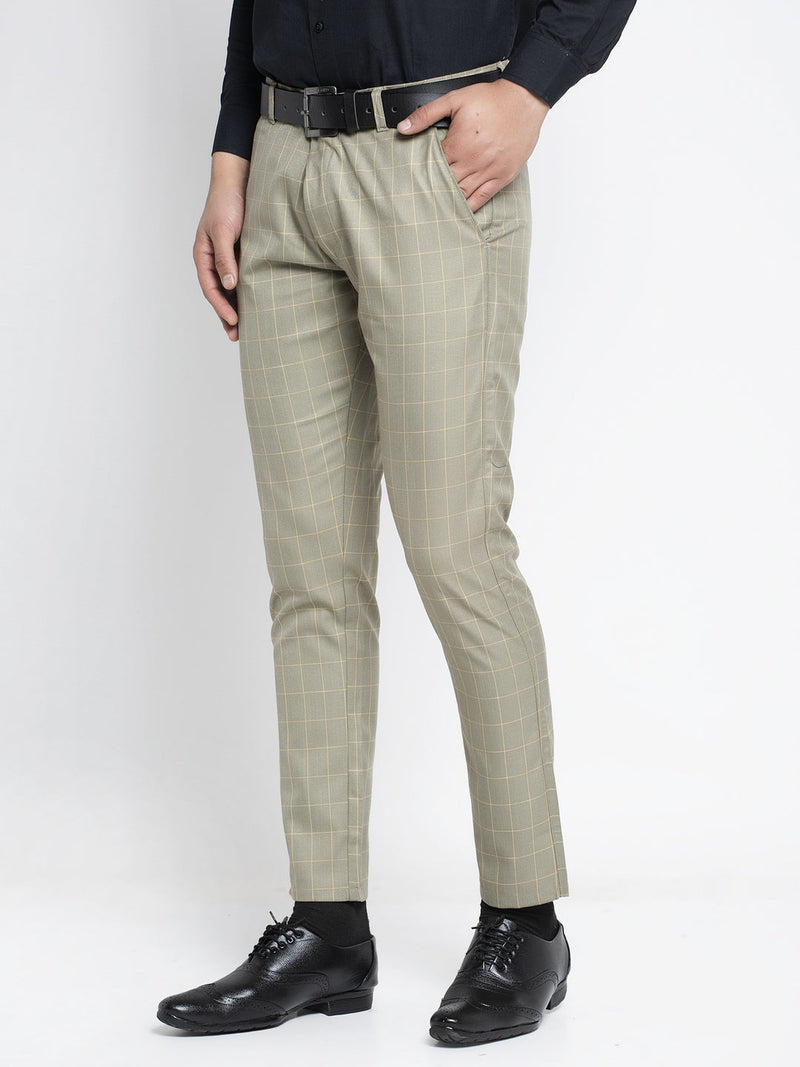 Indian Needle Men's Green Formal Trousers