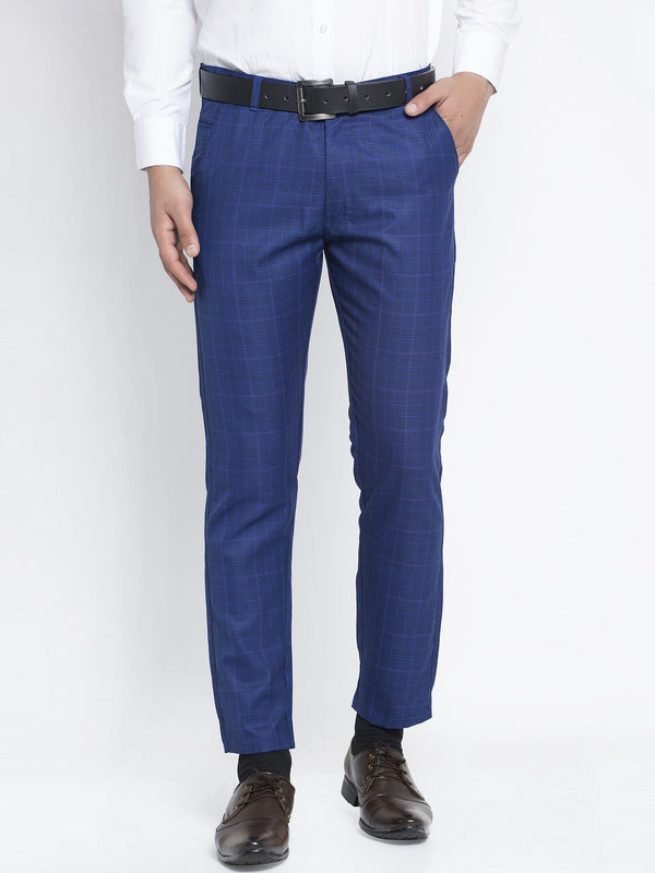 Indian Needle Men's Blue Formal Trousers