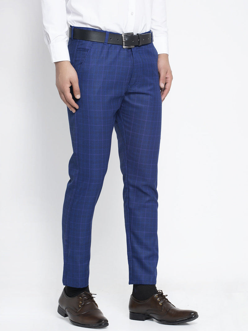 Indian Needle Men's Blue Formal Trousers