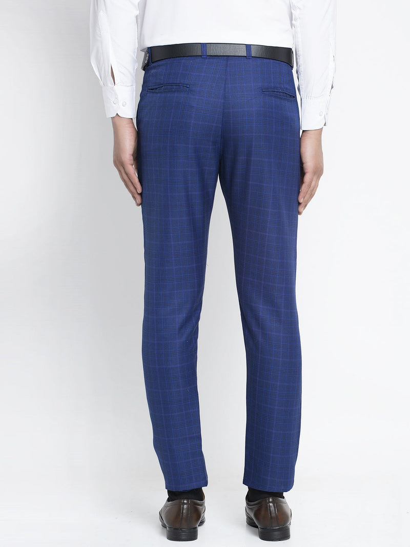 Indian Needle Men's Blue Formal Trousers