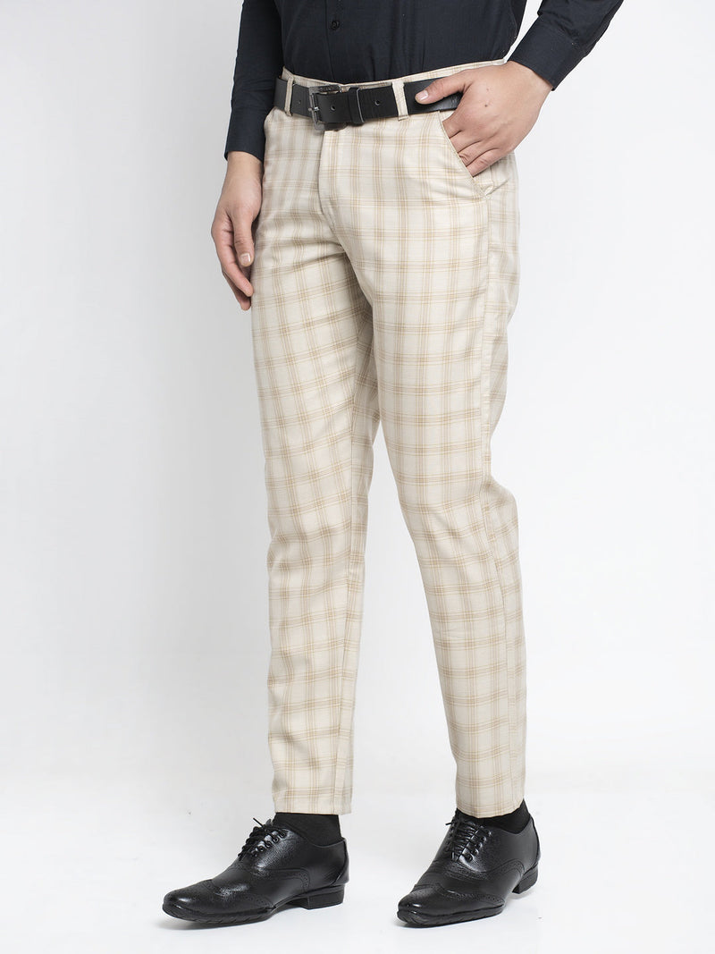 Indian Needle Men's Cream Formal Trousers