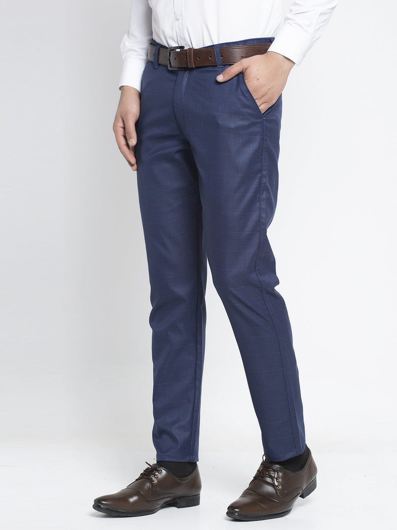 Indian Needle Men's Blue Formal Trousers