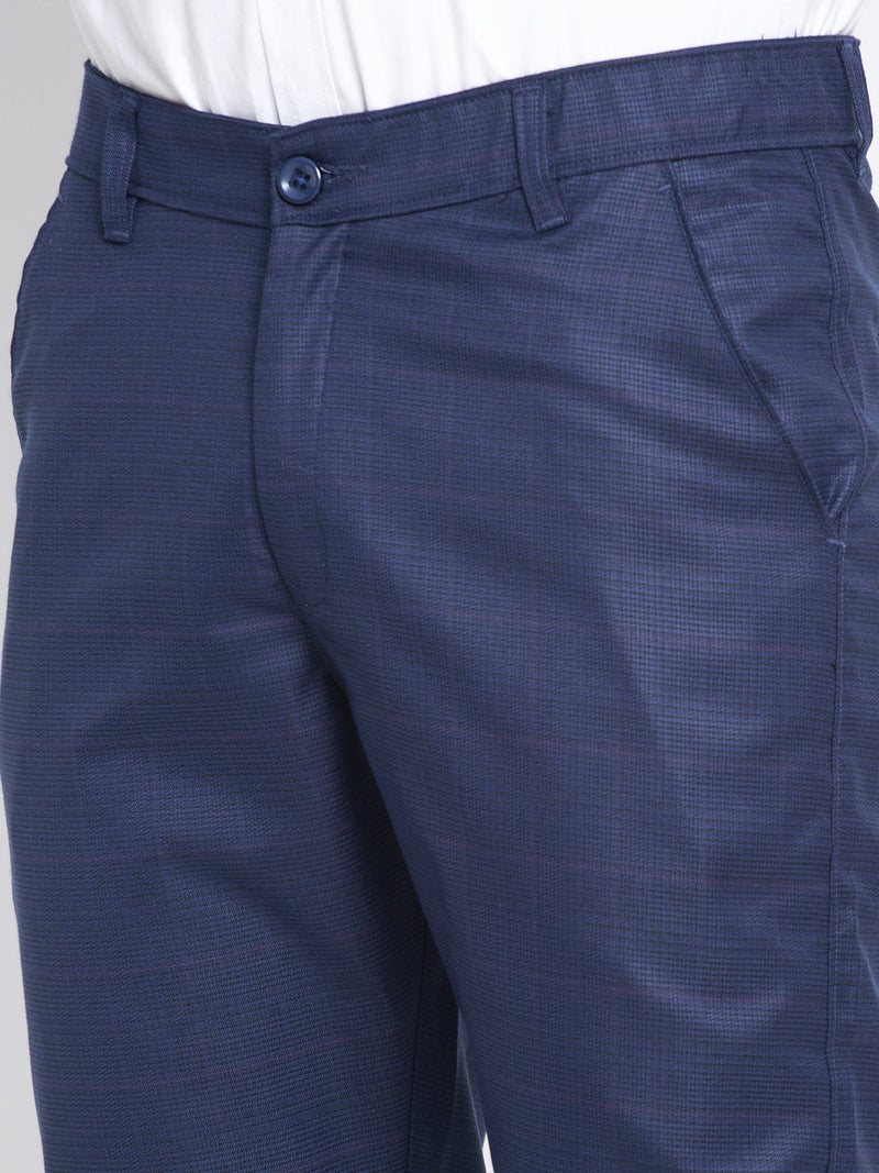 Indian Needle Men's Blue Formal Trousers