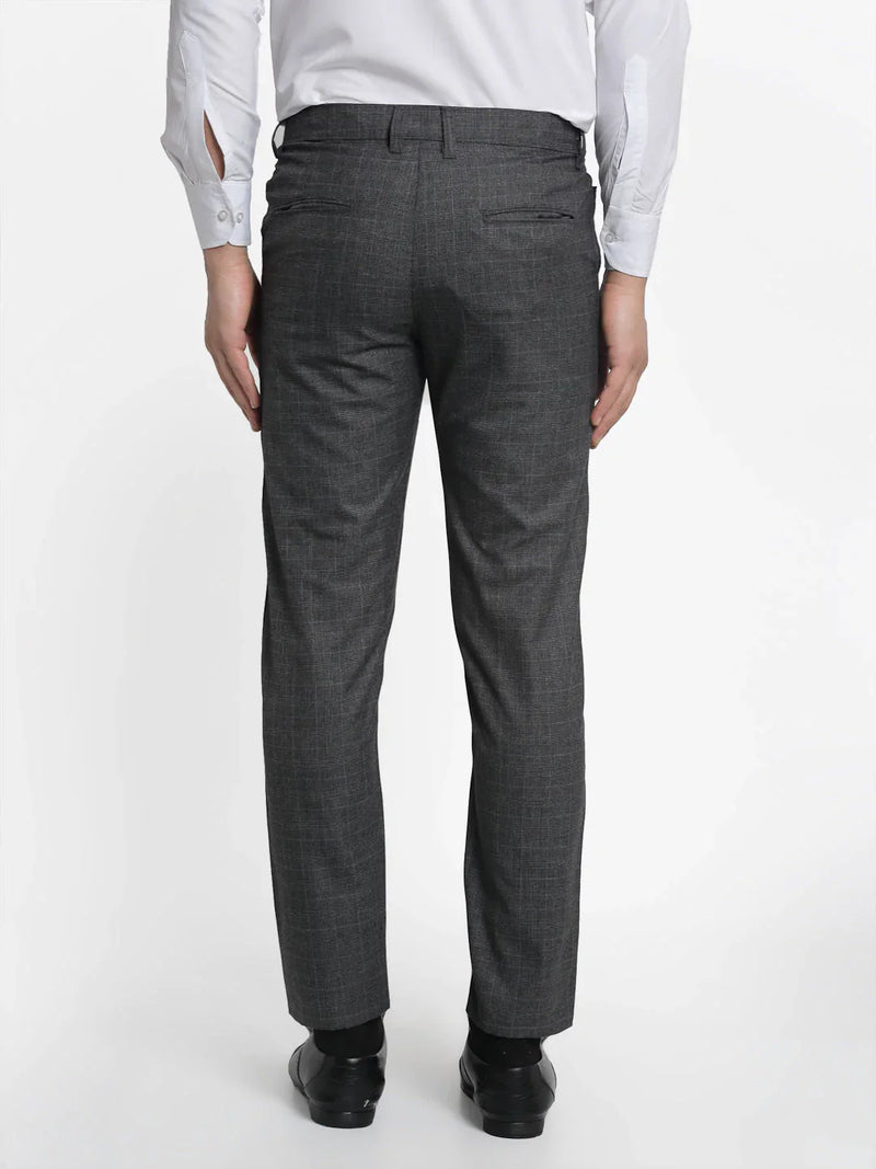 Jainish Men's Charcoal Checked Formal Trousers ( FGP 266Charcoal )