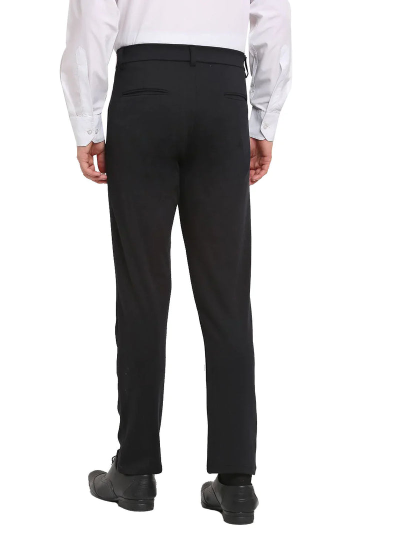 Jainish Men's Black 4-Way Lycra Tapered Fit Trousers ( FGP 269Black )