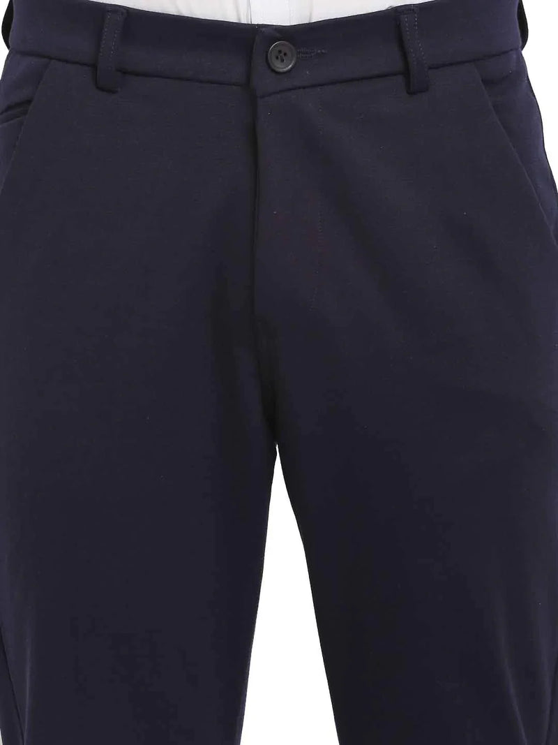 Jainish Men's Navy Blue 4-Way Lycra Tapered Fit Trousers ( FGP 269Navy )