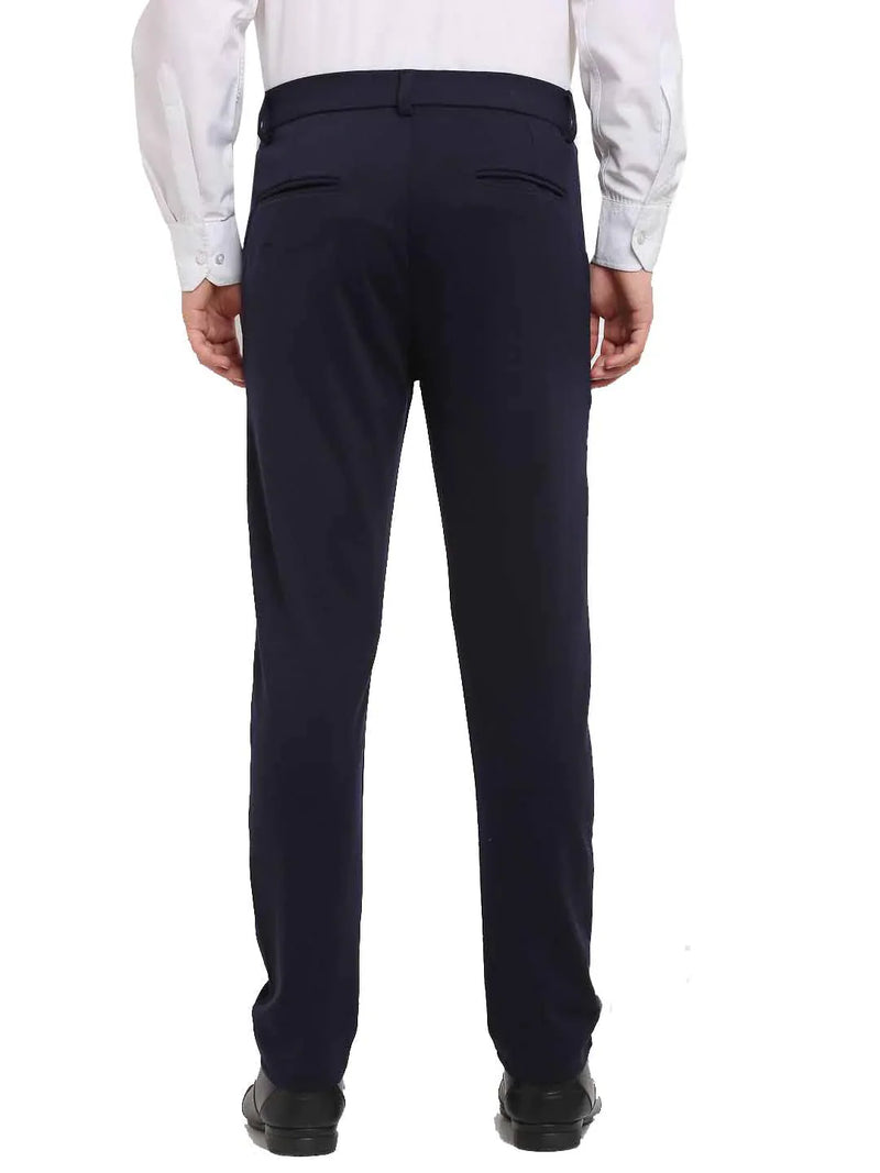 Jainish Men's Navy Blue 4-Way Lycra Tapered Fit Trousers ( FGP 269Navy )