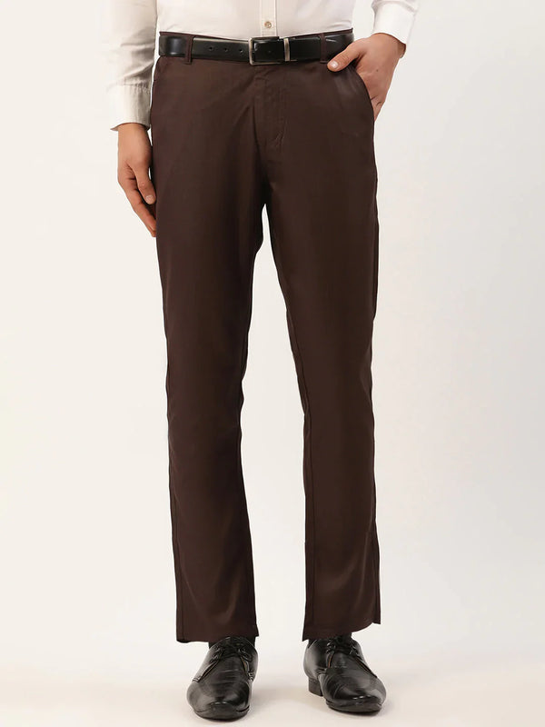 Jainish Men's Coffee Checked Formal Trousers ( FGP 270 Coffee )