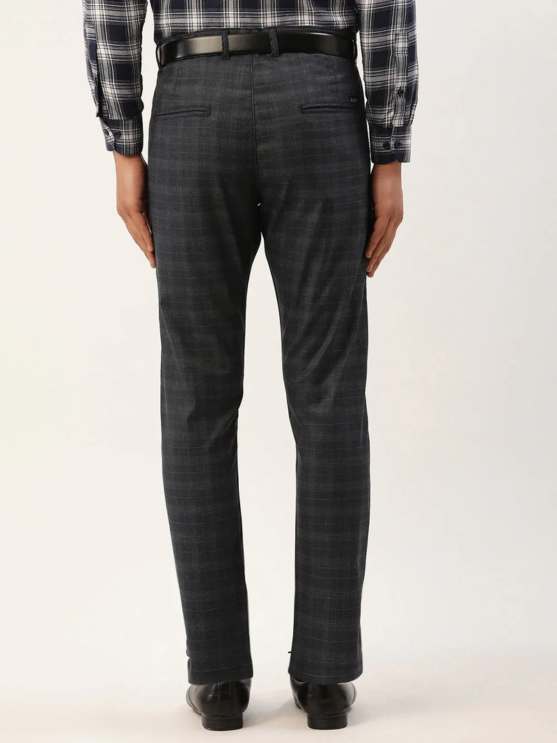 Jainish Men's Black Window Checked Formal Trousers ( FGP 272 Black )