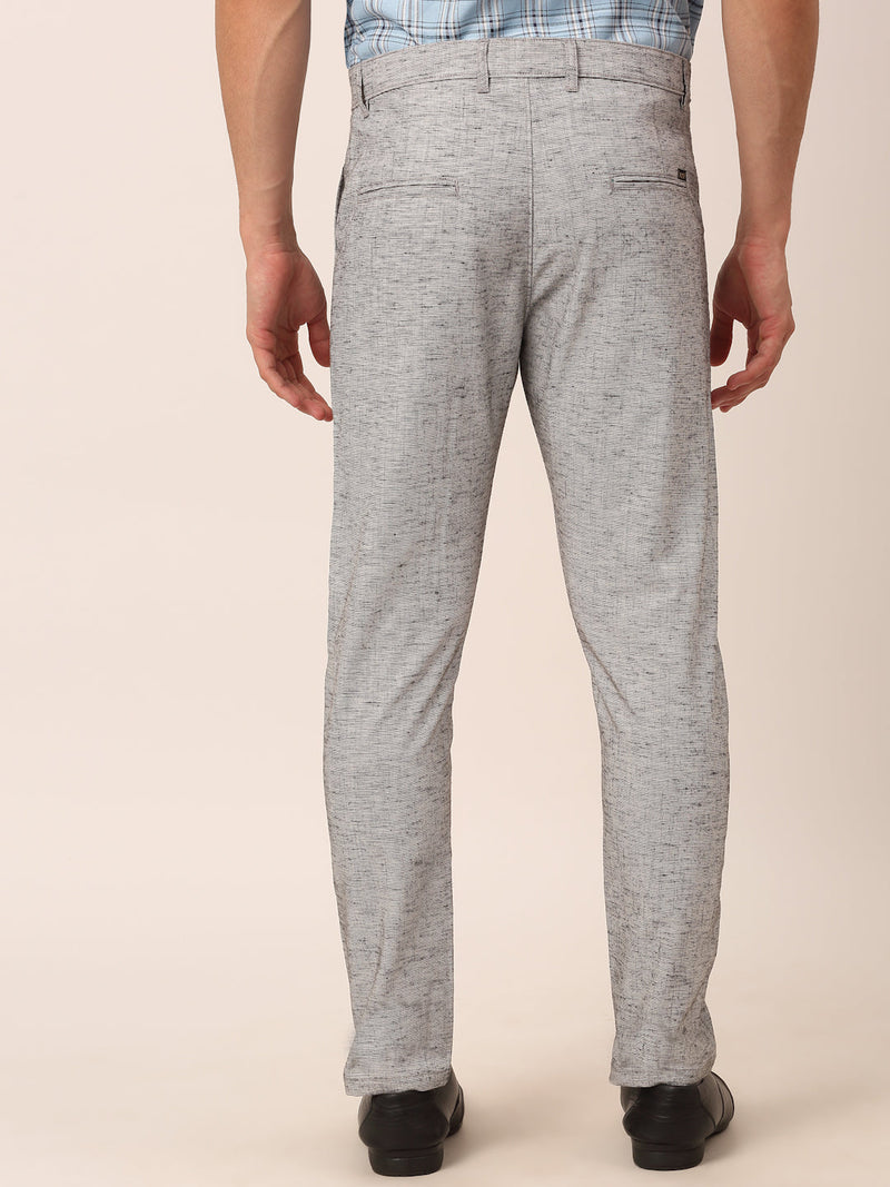 Indian Needle Men's Grey Linan Cotton Formal Trousers