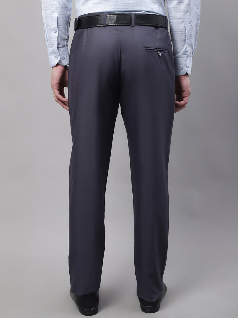 Jainish Men's Grey Tapered Fit Formal Trousers