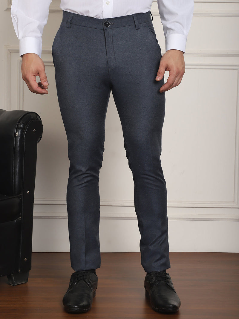 Tapered Fit Solid Trousers ( FGP 278Charcoal )