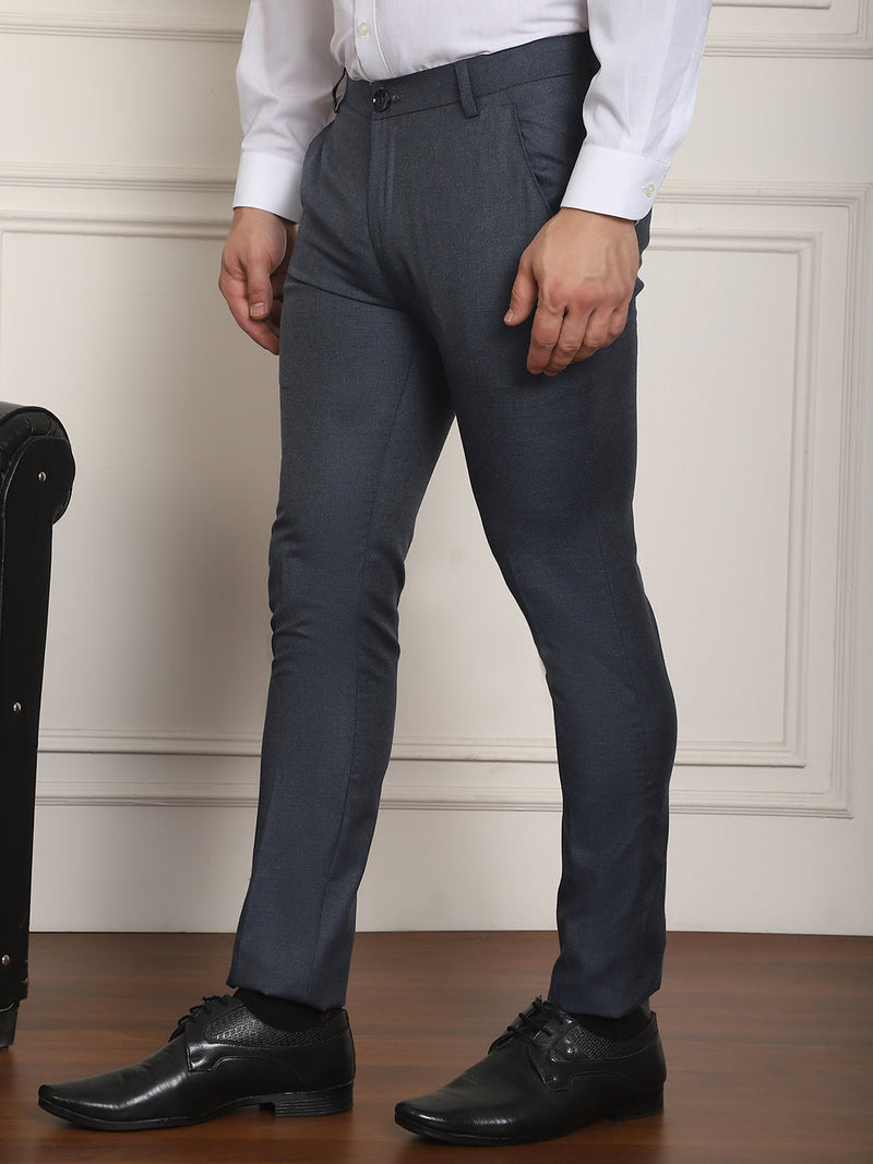 Tapered Fit Solid Trousers ( FGP 278Charcoal )