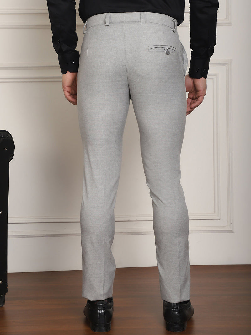 Tapered Fit Solid Trousers ( FGP 278Light-Grey )