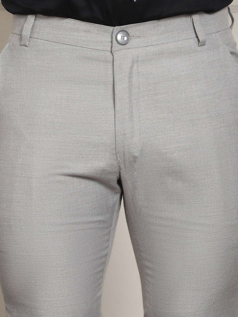 Tapered Fit Solid Trousers ( FGP 278Light-Grey )