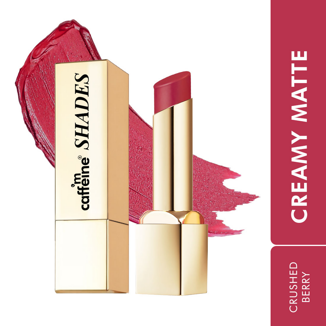 mCaffeine Shades Creamy Matte Kiss Bullet Lipstick Moisturizing Lightweight - Crushed Berry