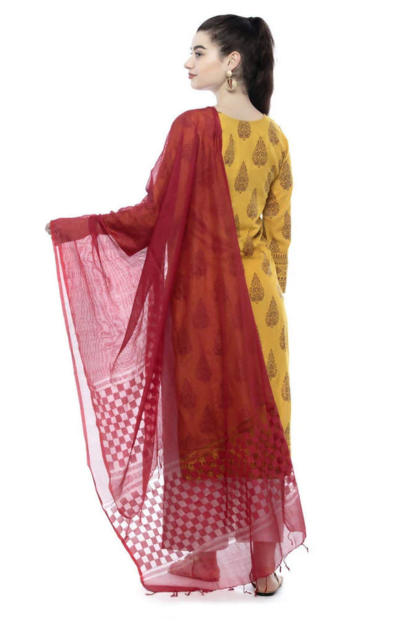 Mominos Fashion Maroon Buta Cut Dupatta