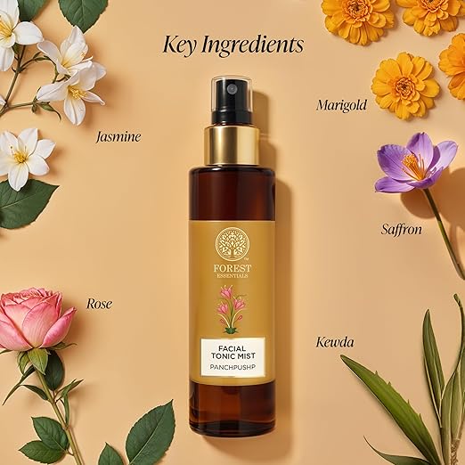 Forest Essentials Facial Tonic Mist Panchpushp | Fresh & Fragrant|Hydrates| Unisex Toner Spray For Face