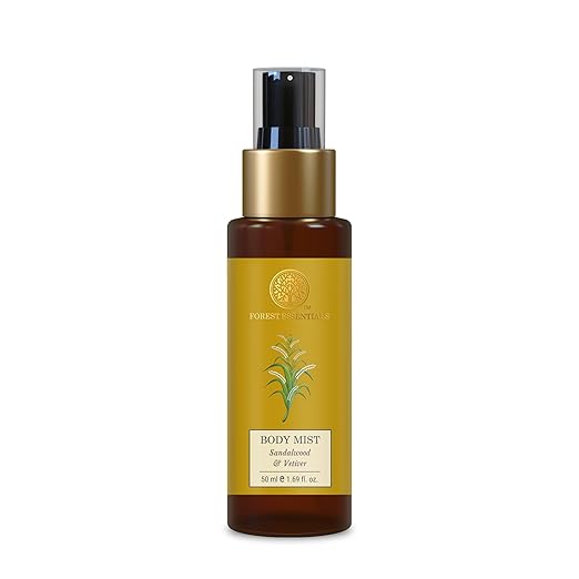 Forest Essentials Fragrant Body Mist Sandalwood & Vetiver | Aloe Vera juice infused Perfume Spray to keep Skin Scented & Hydrated Through the Day