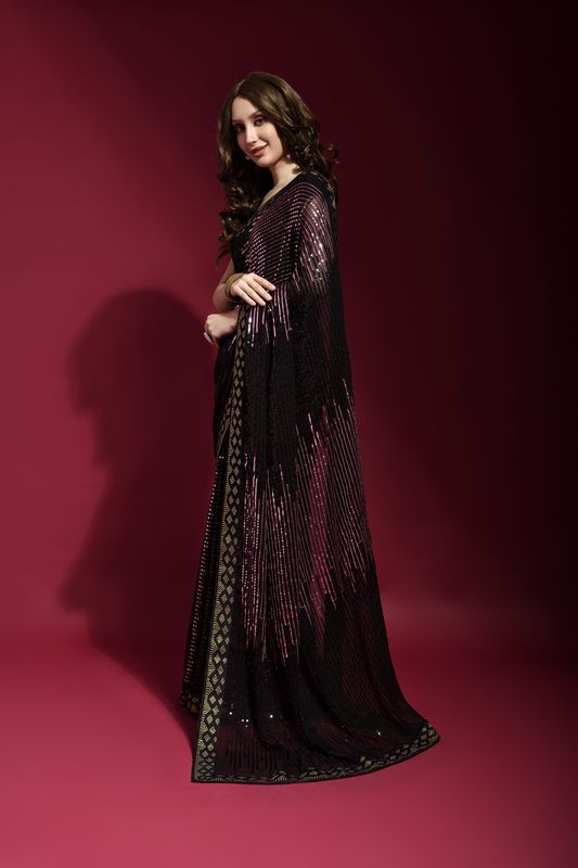 Aastha Black Heavy Georgette Heavy Satin Banglori Sequance Embroidery work