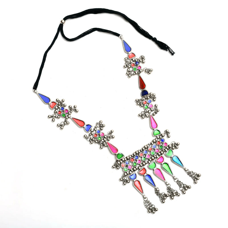 WOMENS MULTY COLOUR MINAKARI OXIDISED NACKLACE SET   THZ032