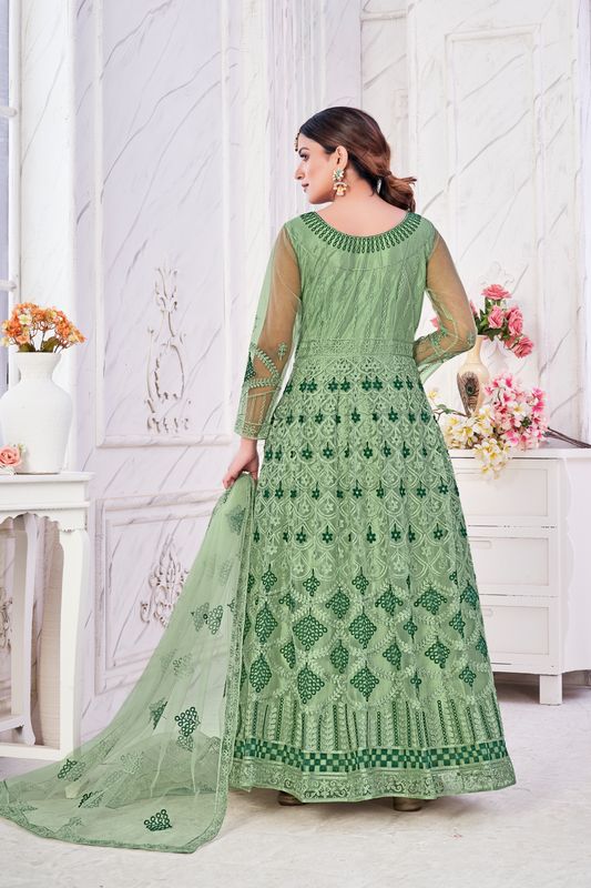 Aastha Green Dupatta with Net top fabric Crepe Bottom fabric