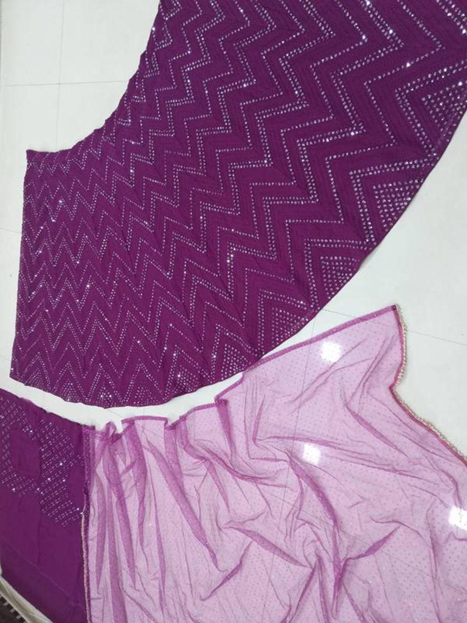 Aastha fashion Dark green Foux Georgette lehanga blouse Embroidery Work