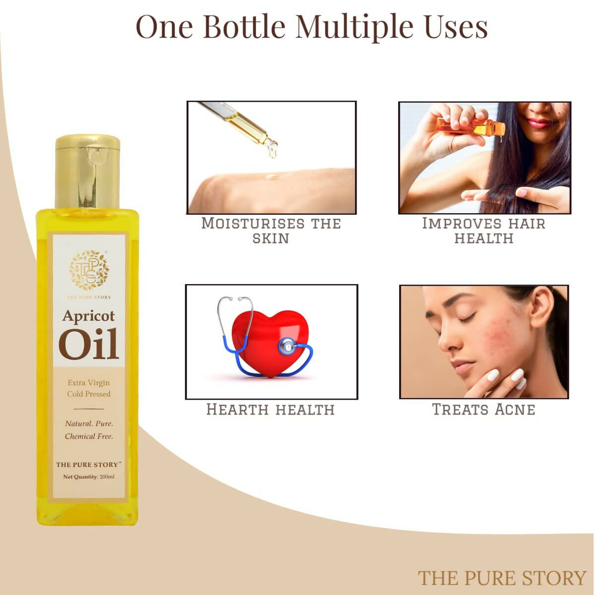 The Pure Story Natural Cold Pressed Apricot Hair Oil