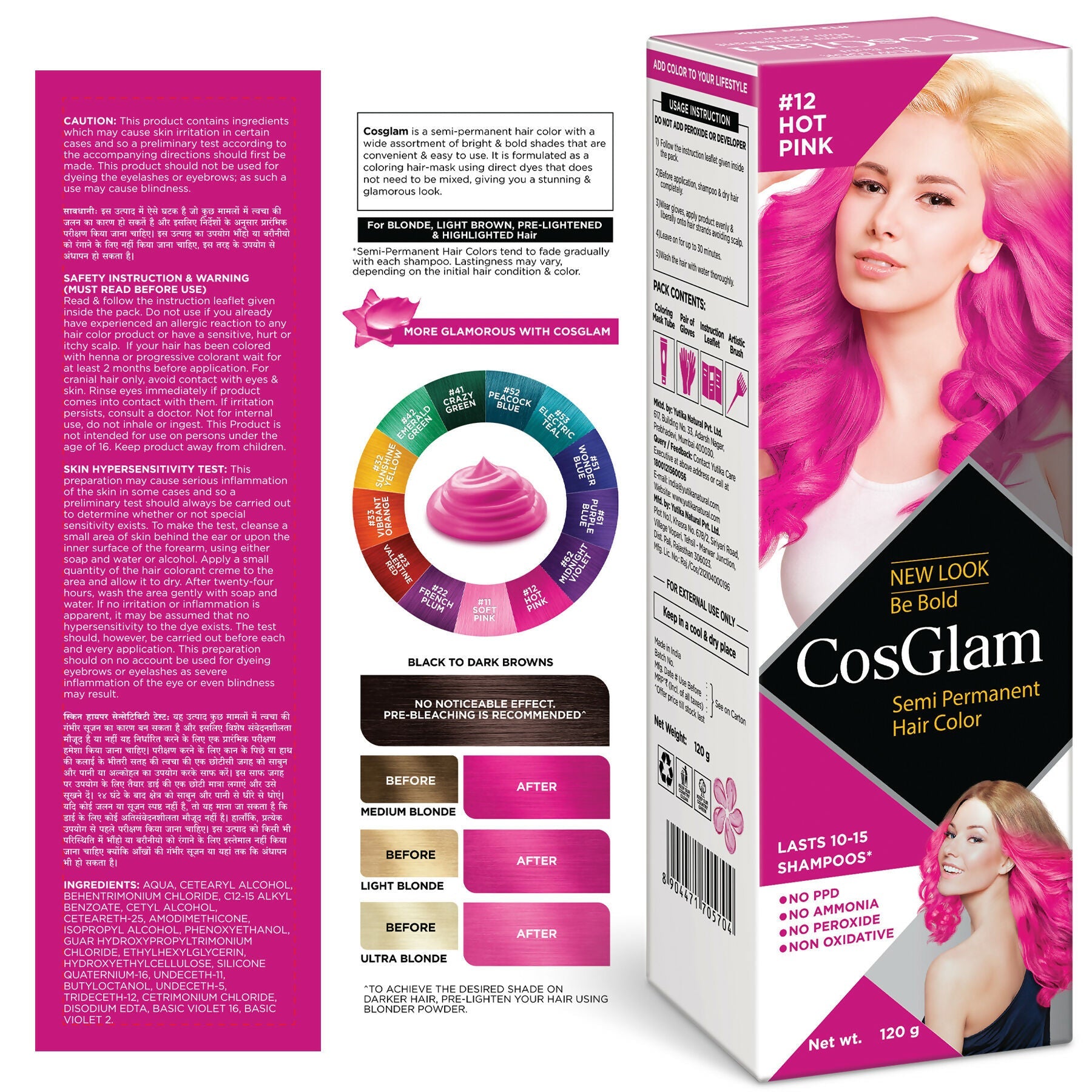 Cosglam Semi Permanent Hair Color for Women & Men (