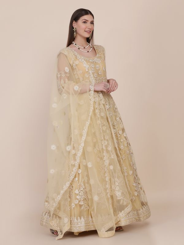 Aastha Cream Dupatta with Net top fabric Crepe Bottom fabric