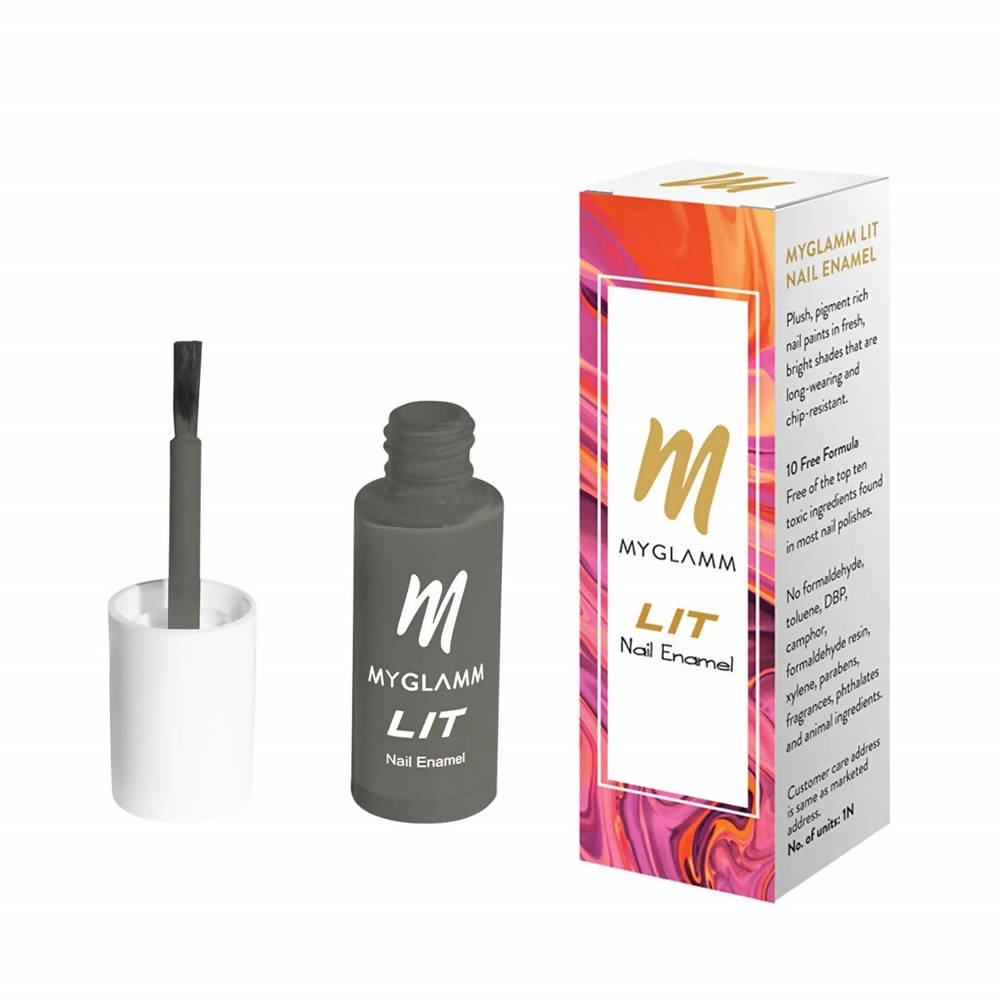 MYGLAMM LIT Nail Paint - Grounded - Smoky Grey Shade (7 Ml)