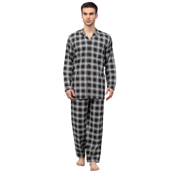 Indian Needle Men Black & White Checked Night suit